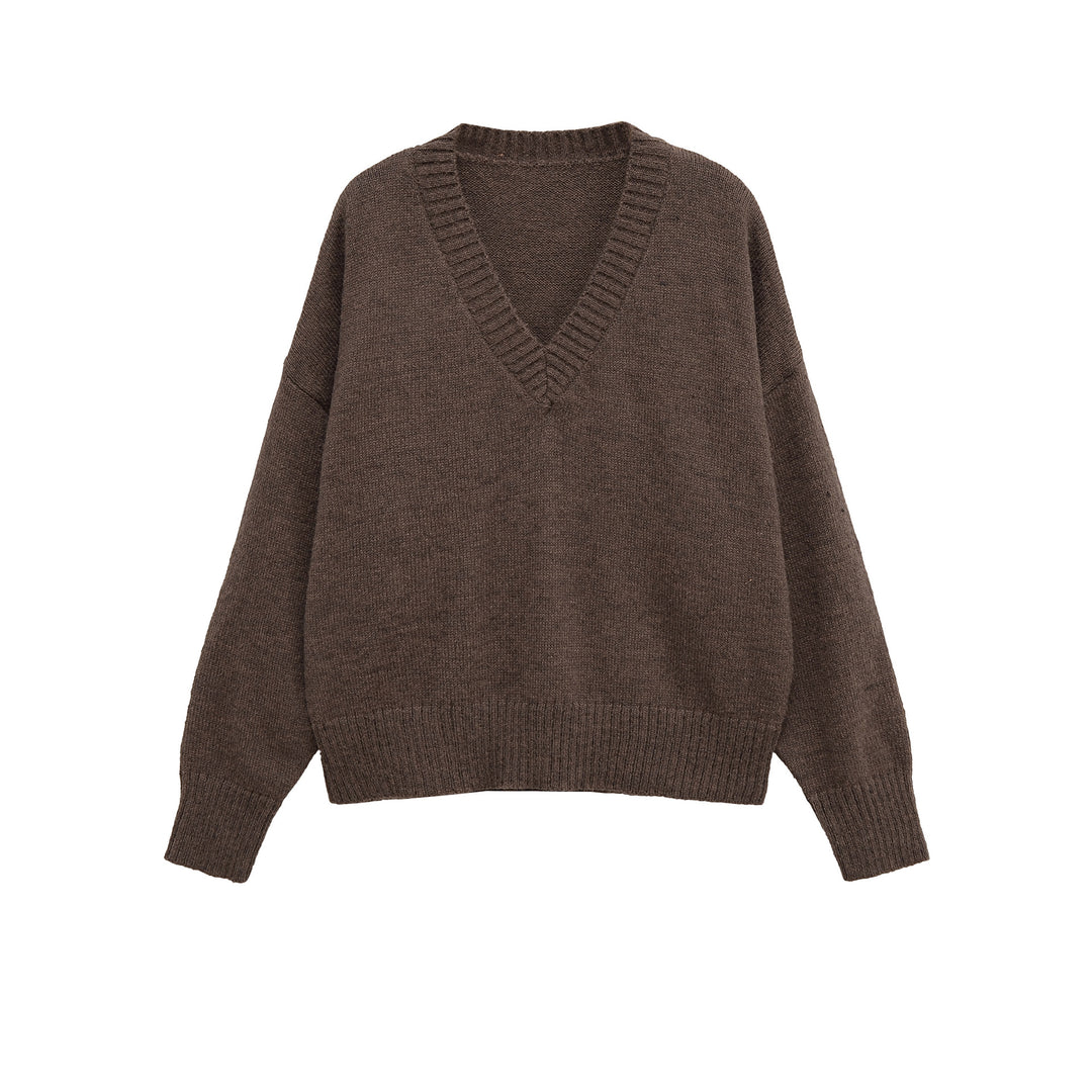 Damen lässiger V-Ausschnitt Pullover Drune