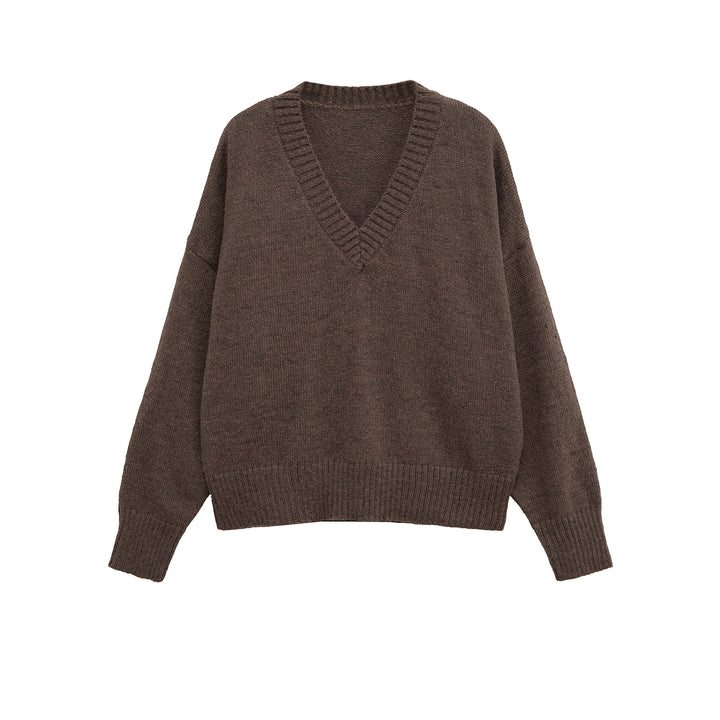Damen lässiger V-Ausschnitt Pullover Drune