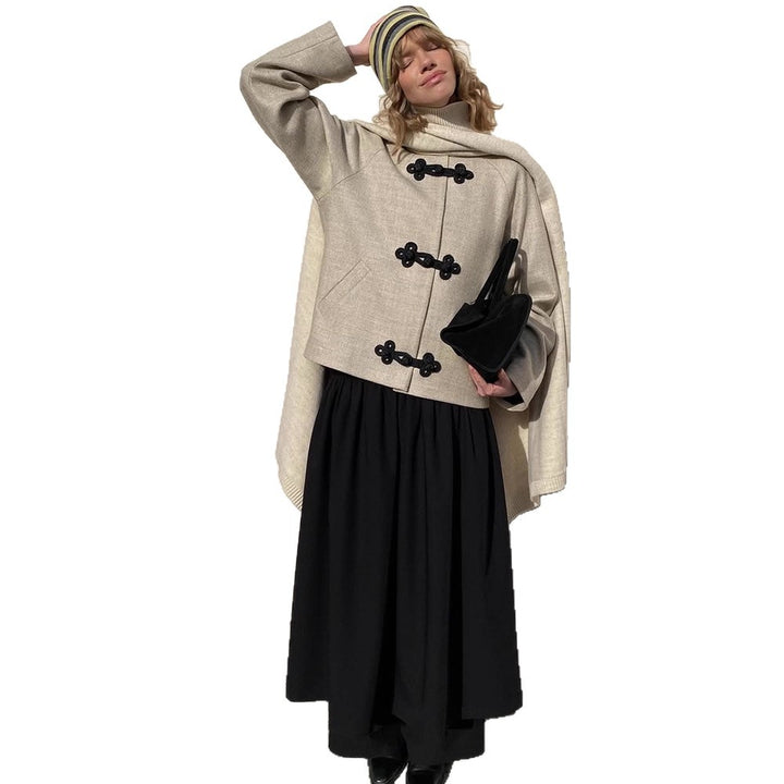 Damen elegante Cabanjacke mit dekorativem Knopfverschluss Drune
