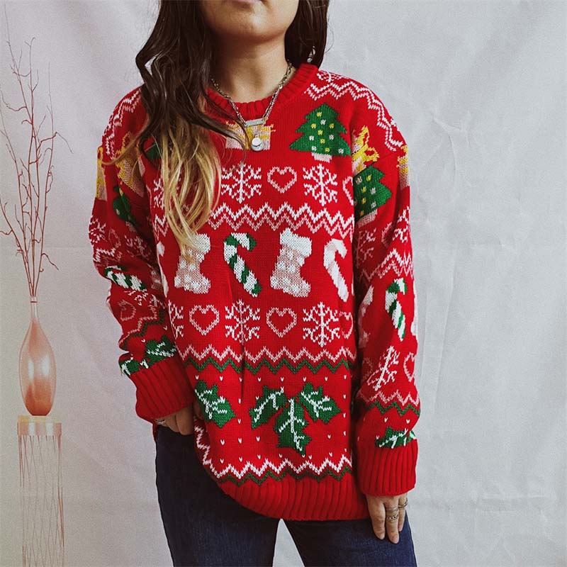 Drune | Weihnachtlicher Strickpullover Mit Schneeflockenmotiv