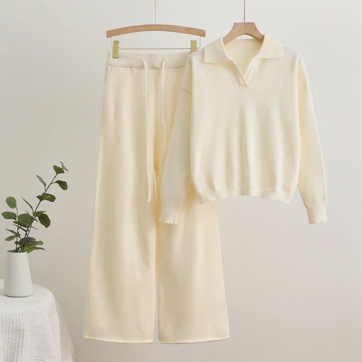 Drune | Reverskragen Top und Kordelzug Weite Hose Set