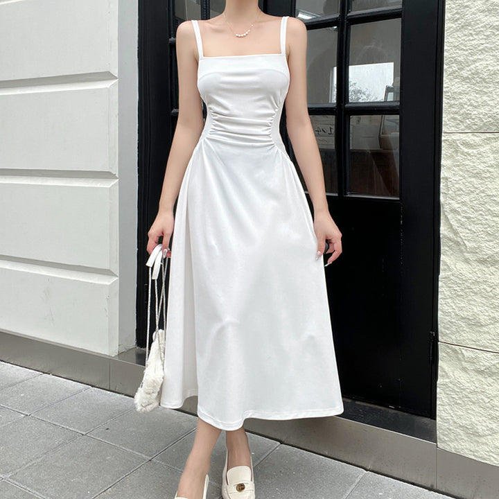 Damen Elegantes Spaghettiträger-Midikleid mit figurbetonter Silhouette und raffinierten Drapierungen Drune