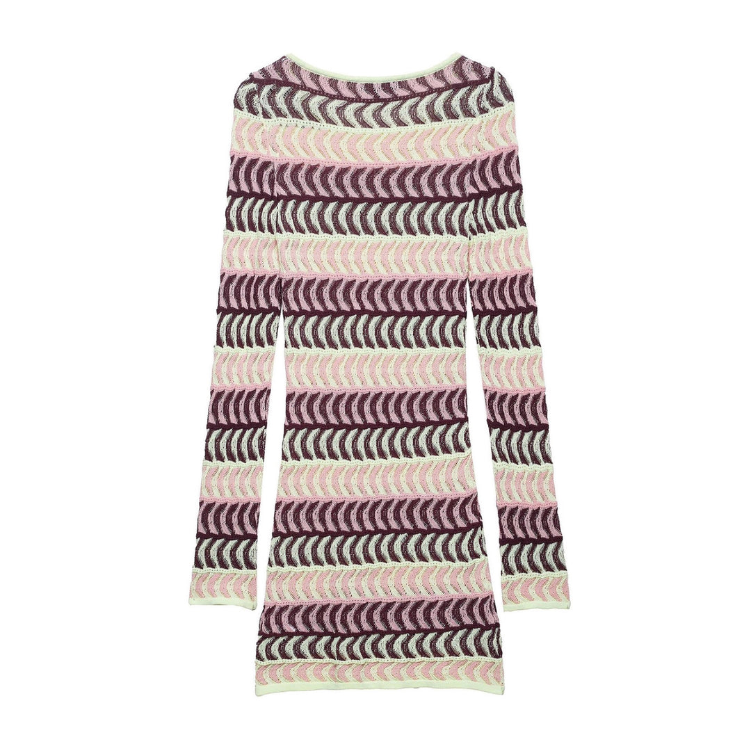 Damen Langarm Strickoberteil mit modischem Wellenmuster Drune