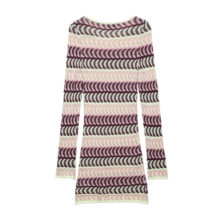 Damen Langarm Strickoberteil mit modischem Wellenmuster Drune