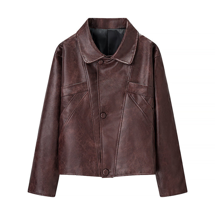 Damen Kunstlederjacke im modernen Schnitt mit lässigen Taschen Drune