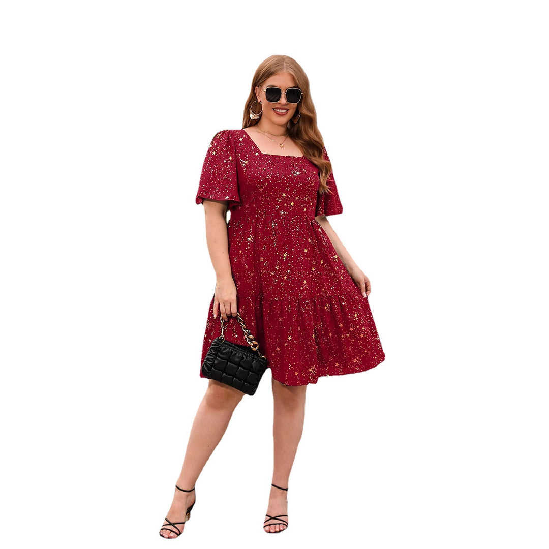 Damen Fließendes Maxikleid mit schimmerndem Sternenprint und weitem Rock Drune