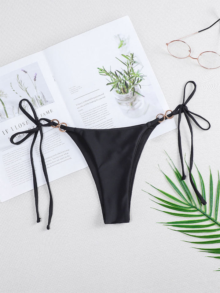 Damen minimalistischer Bikini-Hosenteil mit verstellbaren Schleifen Drune