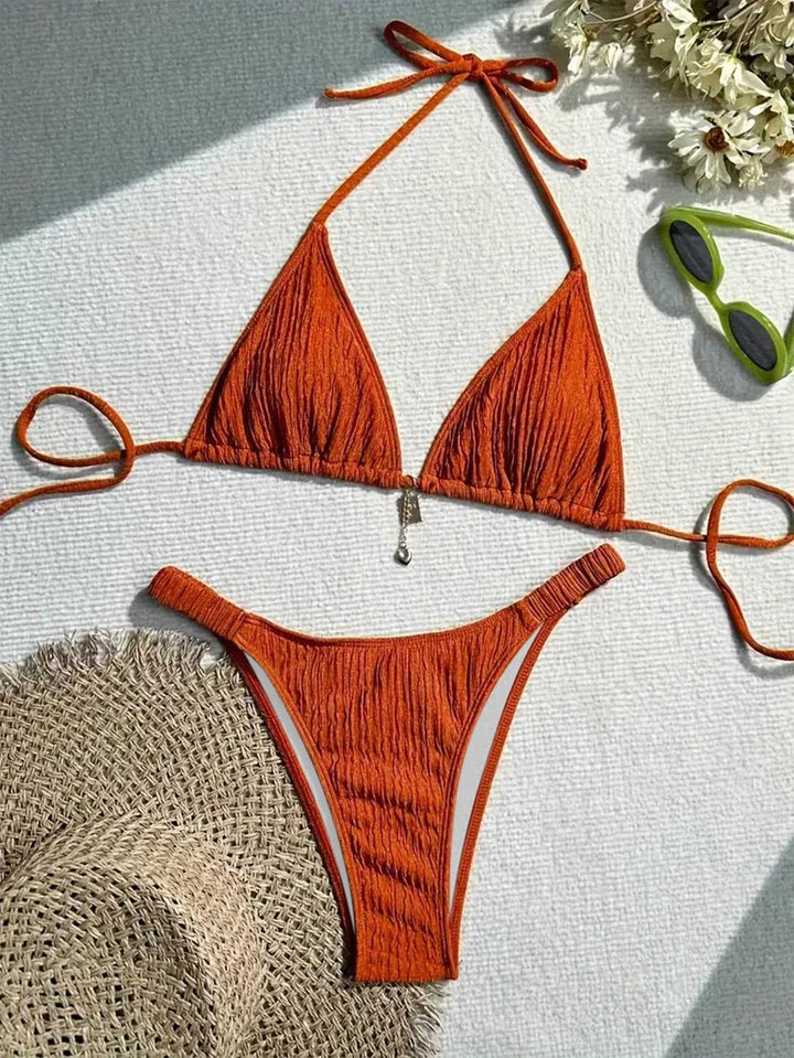Damen Triangel-Bikini mit gewellter Textur Drune