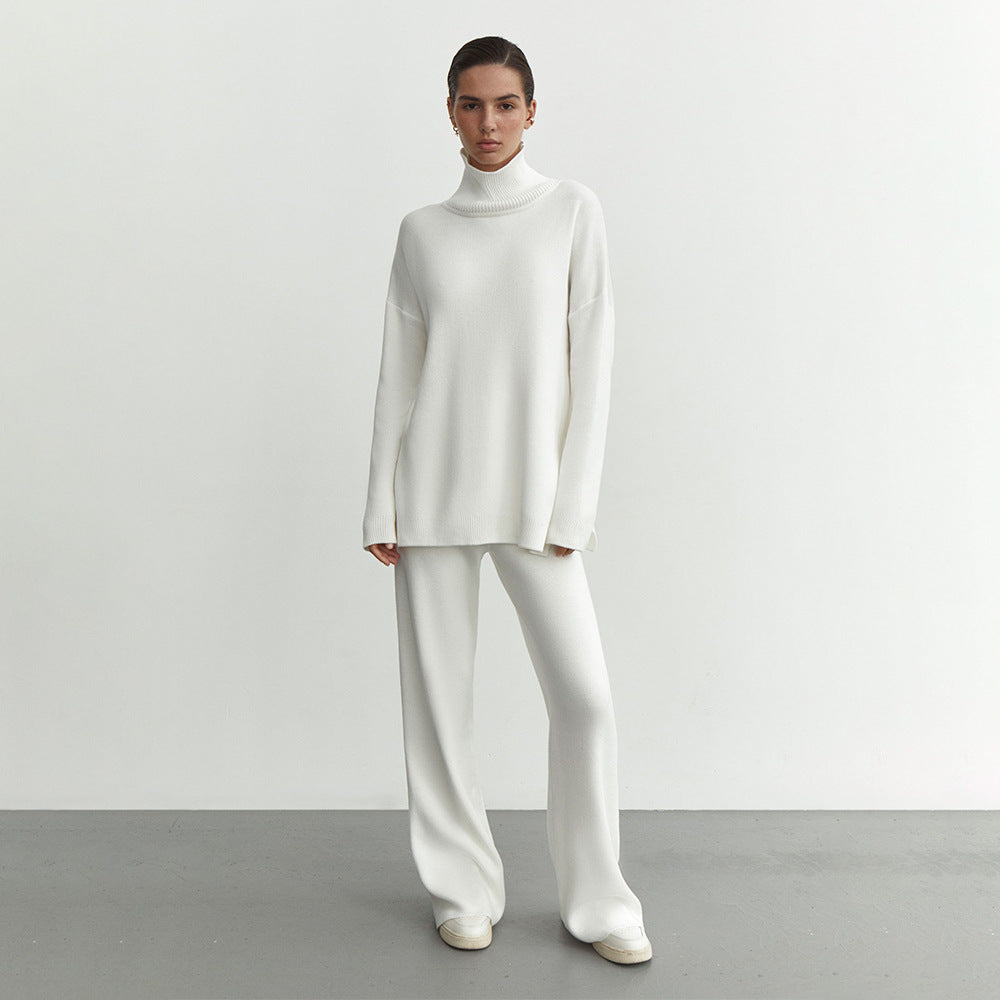 Damen Weit geschnittenes Strick-Pullover-Set mit hohem Kragen und komfortabler Passform Drune