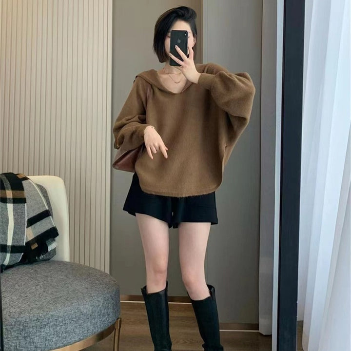 Damen modischer Kapuzenpullover mit voluminösen Ärmeln und eleganter Schnittführung Drune