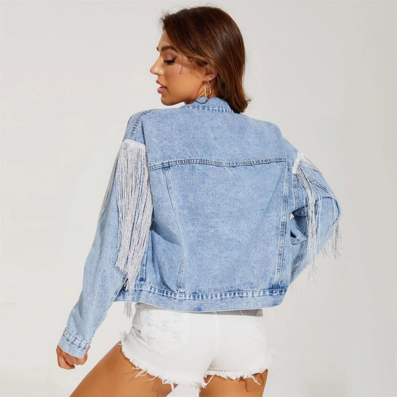 Damen Jeansjacke mit fransigem Design Drune