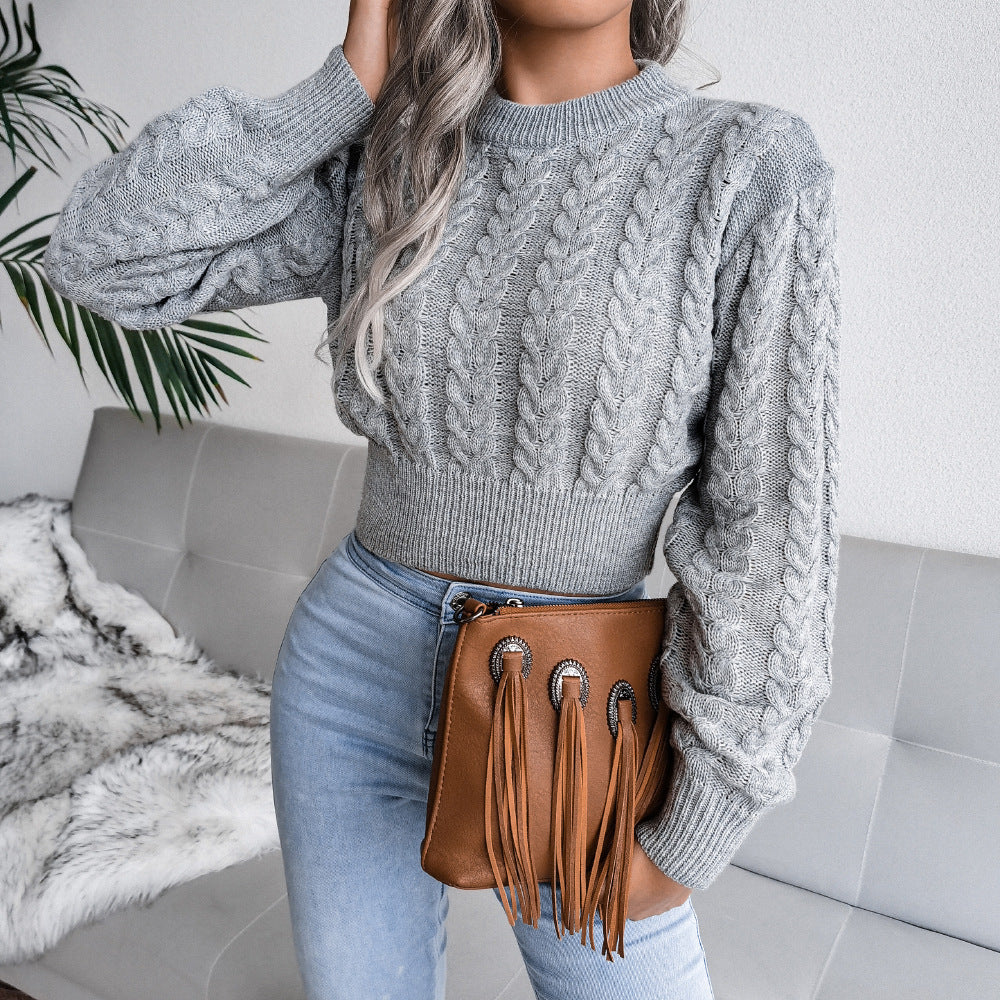Damen Grobstrickpullover mit strukturiertem Zopfmuster und tailliertem Schnitt Drune