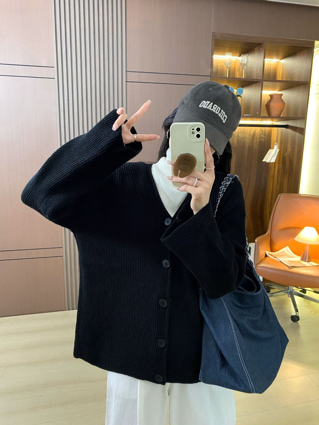 Damen Grobstrickjacke mit lässigem Schnitt und tiefen Ärmeln Drune