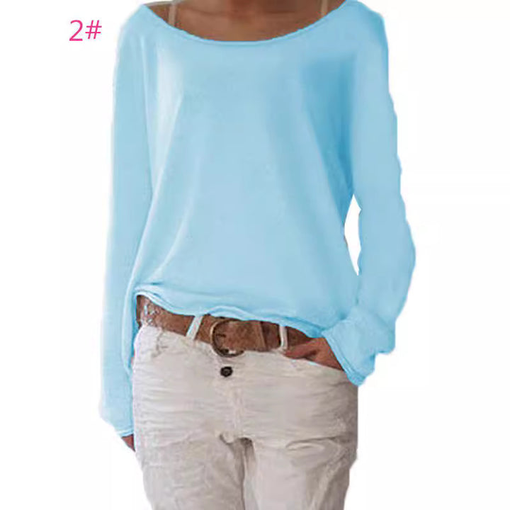 Damen lässiger und leichter Pullover mit weit ausgeschnittenem Halsausschnitt Drune