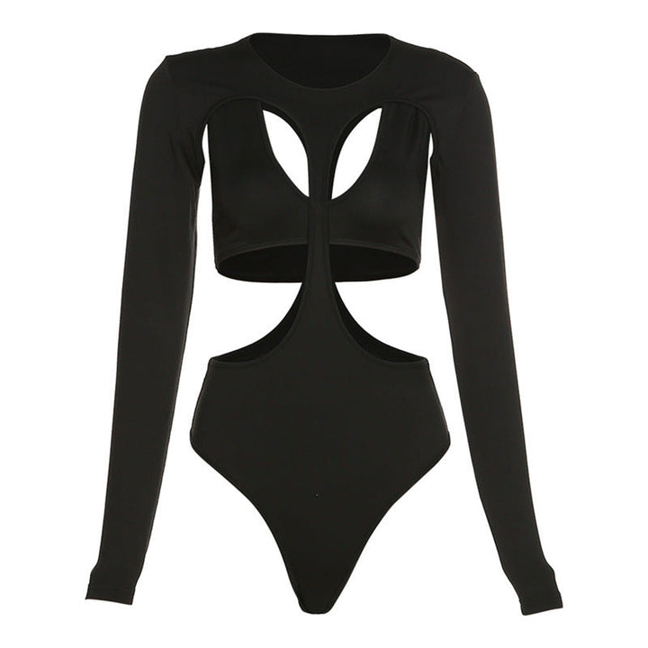Damen Cut-Out Badeanzug mit langen Ärmeln und hohem Ausschnitt Drune