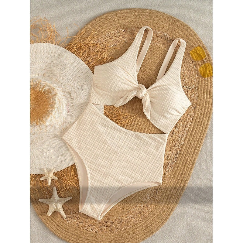 Damen Einteiliger Badeanzug mit schickem Knoten-Design und hohem Beinausschnitt Drune
