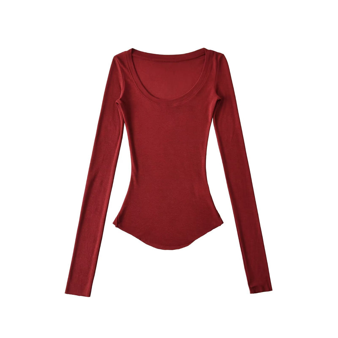Damen Langarmshirt mit elegantem Rundhalsausschnitt und figurbetonendem Schnitt Drune