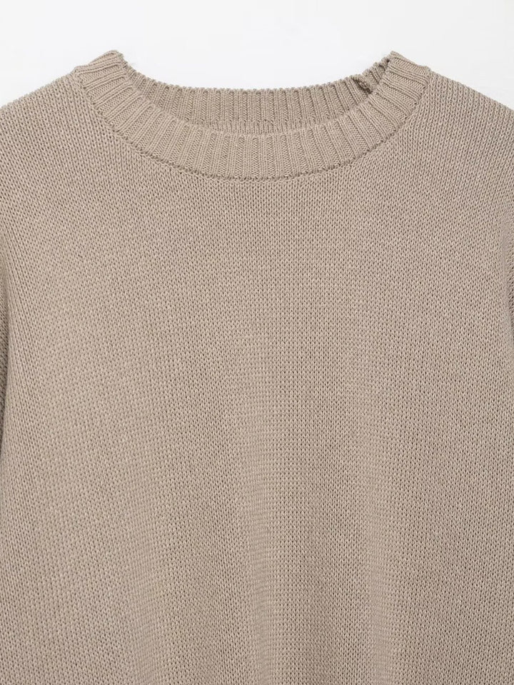 Damen lässiger Strickpullover mit überschnittenen Schultern und weitem Saum Drune