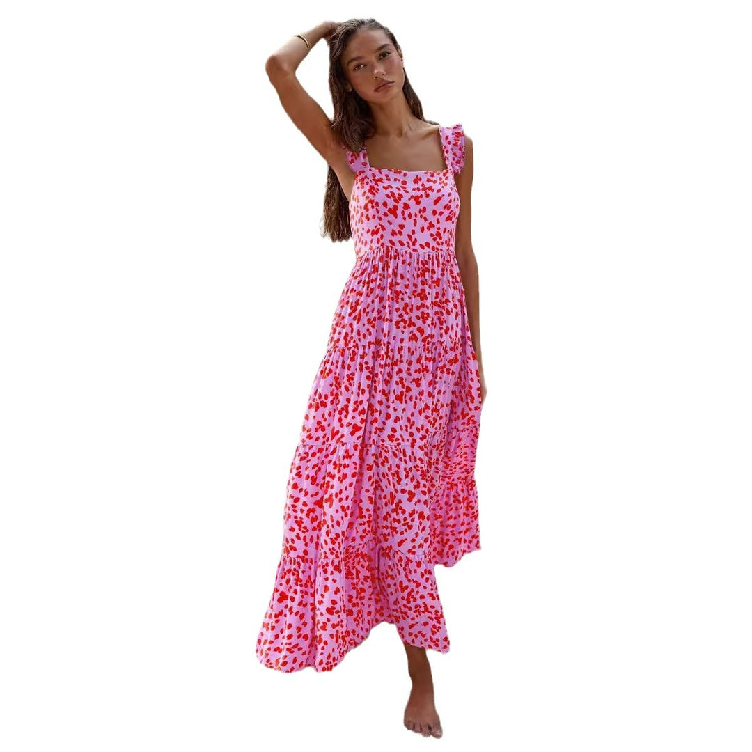 Damen Maxikleid mit voluminösem Rock und zarten Rüschendetails Drune