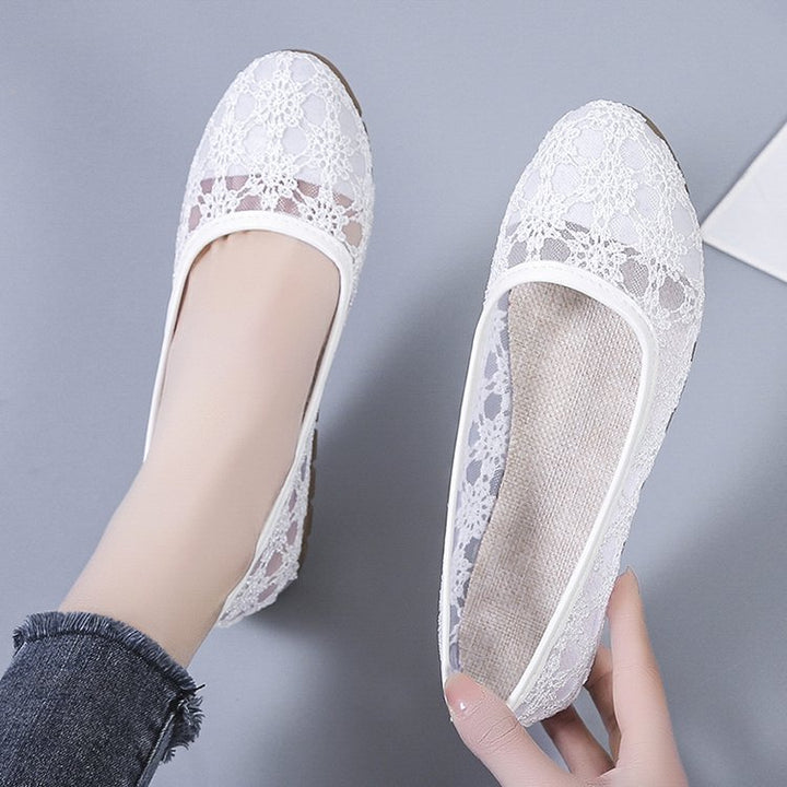 Damen elegante Ballerinas aus filigranem Spitzenmaterial Drune