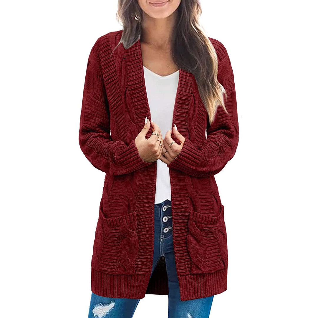 Damen Grobstrickcardigan mit großen Taschen und strukturiertem Muster Drune