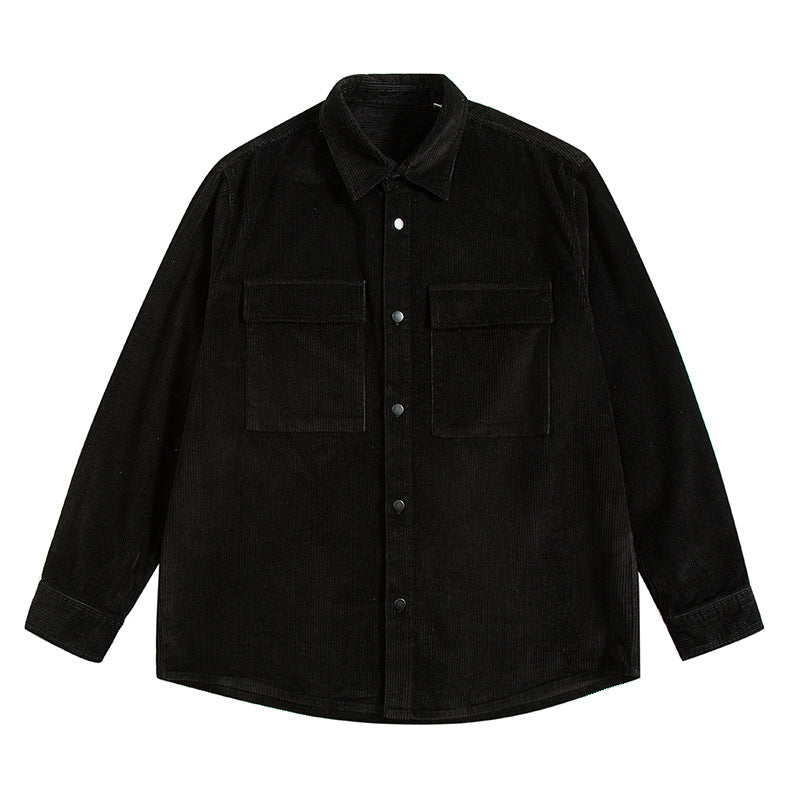 Herren  Corduroy Relaxed Overshirt mit Klappbrusttaschen Drune