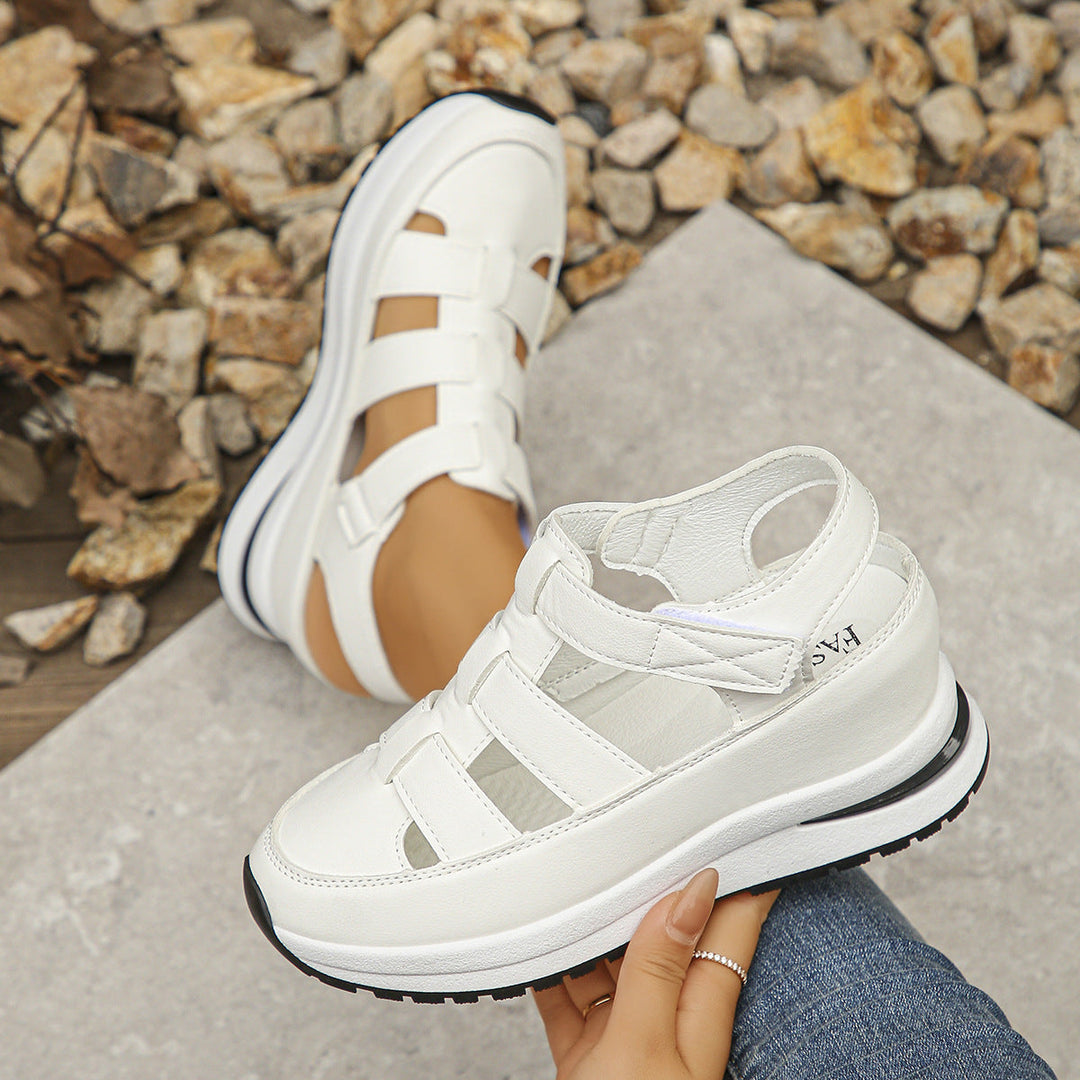 Damen bequeme Plattform-Sandalen mit atmungsaktiver Obermaterialstruktur und verstellbarem Riemendesign Drune