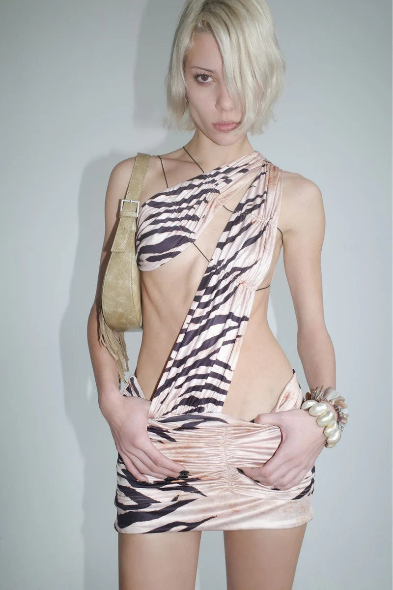 Damen Figurbetontes Minikleid mit asymmetrischen Design Drune