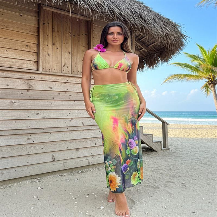 Damen Strandrock mit floralem Design und hohem Beinausschnitt Drune