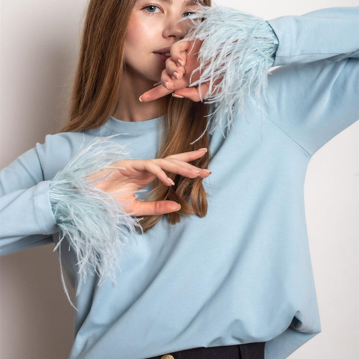 Damen Sweatshirt mit eleganten Federdetails Drune