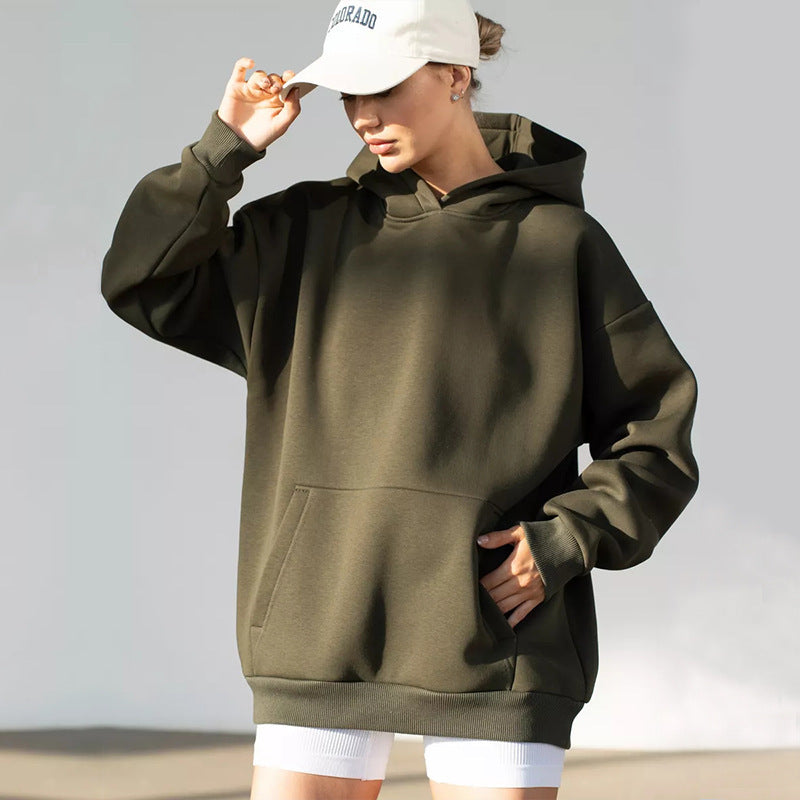 Damen nan oversized Kapuzenpullover mit Kängurutasche und dropped-shoulder Schnitt Drune
