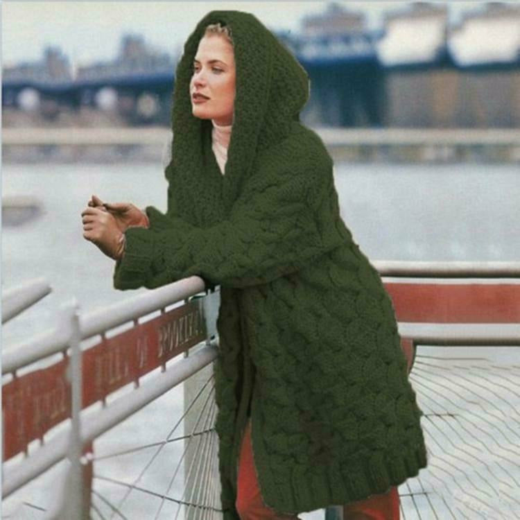 Drune | Langer Strickjacke mit Kapuze