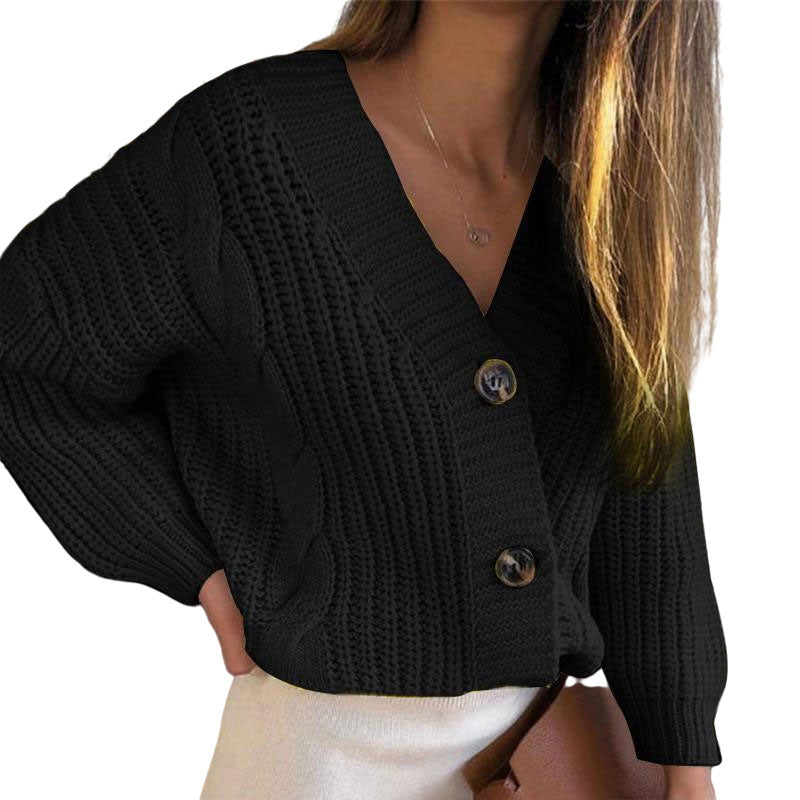Damen lässige Strickjacke mit Knopfdetails und modernen Texturen Drune