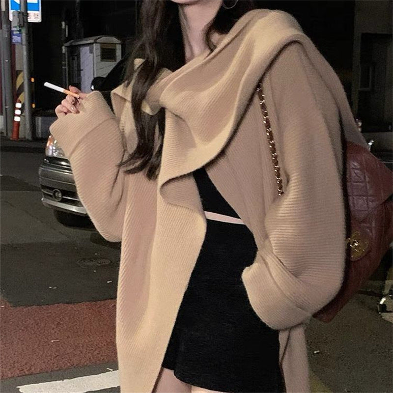Damen lässiger oversized Strickpullover mit asymmetrischem Schnitt und weichem Material Drune