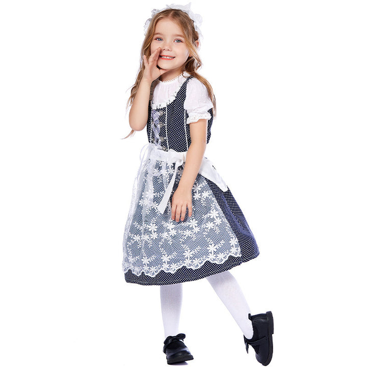 Damen nan traditionelles Dirndlkleid mit Spitzenbluse und bestickter Tüllschürze Drune
