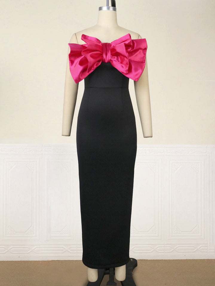 Damen Elegantes Maxikleid mit übergroßem Schleifen-Design Drune