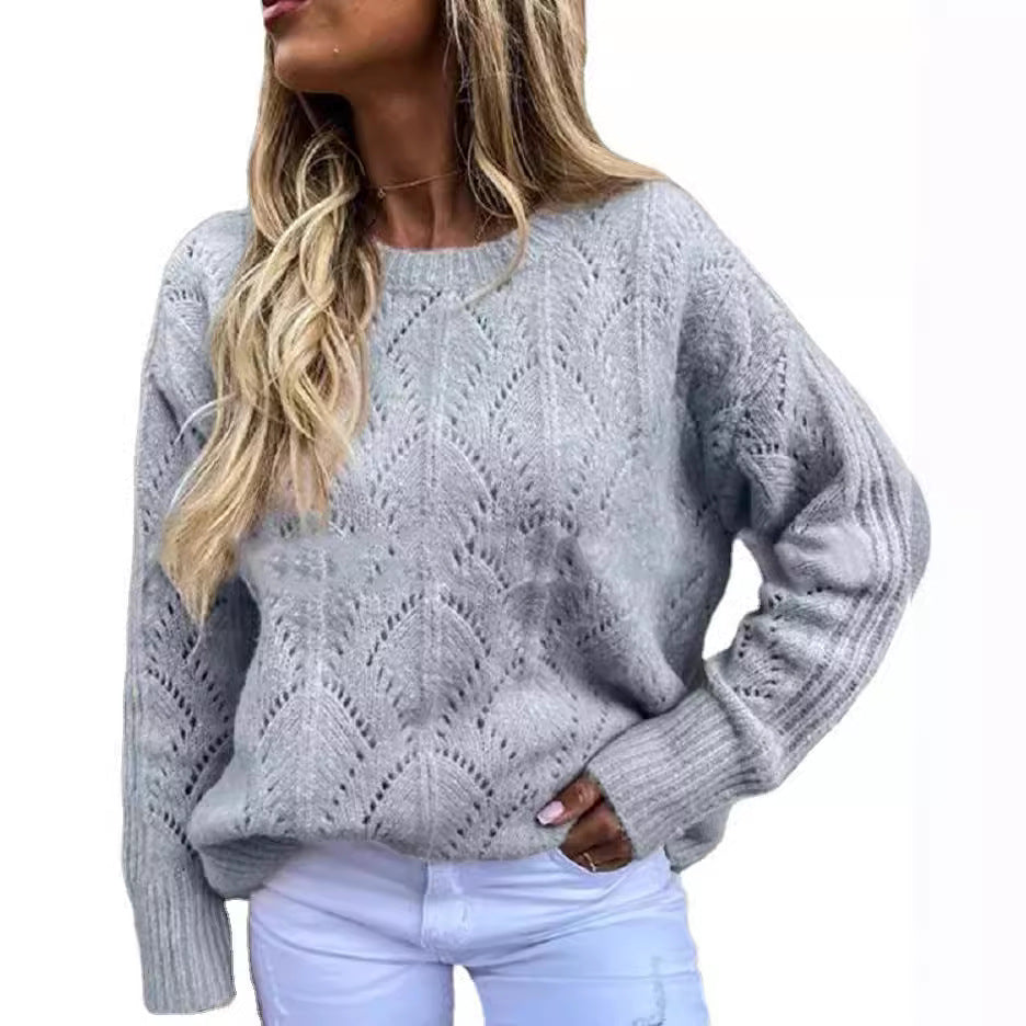 Damen Strickpullover mit feinem Lochmuster Drune