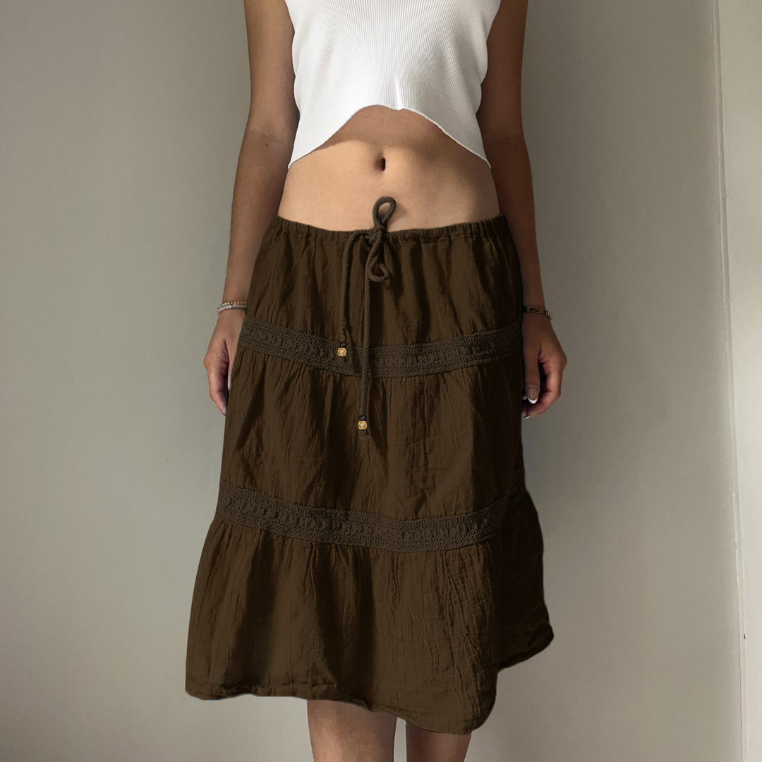 Damen luftiger Jumpskirt mit elastischem Bund und Raffungen Drune