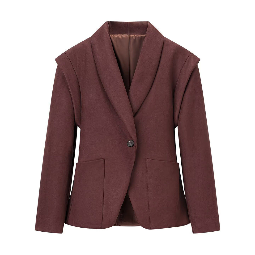 Damen Eleganter Blazer aus hochwertigem Wildlederimitat mit praktischen Taschen Drune