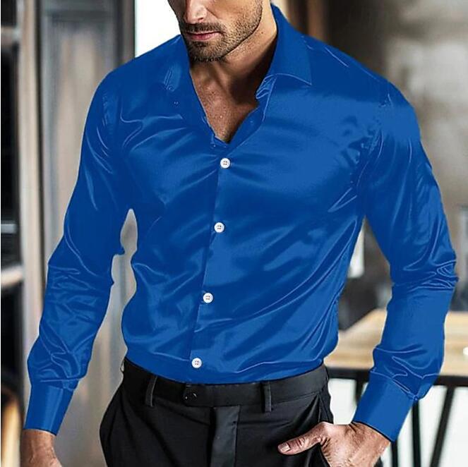 Herren elegante Langarm-Hemd mit komfortablem Schnitt und glänzendem Finish Drune