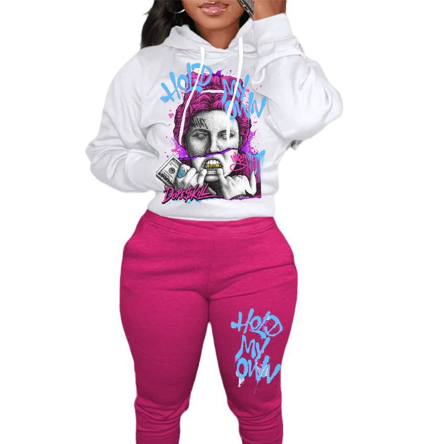 Damen Kapuzenpullover und Jogginghose Set mit kreativem Grafikdesign Drune