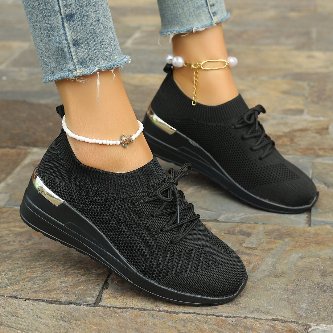 Damen bequeme Sport-Sneaker mit atmungsaktivem Obermaterial und eleganter Plateausohle Drune