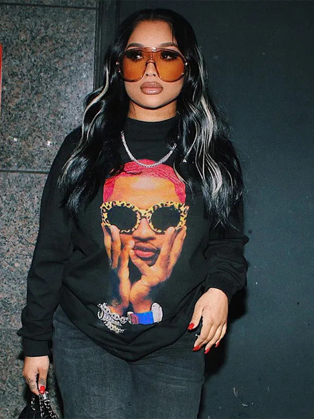 Damen Sweatshirt mit künstlerischem Druck Drune