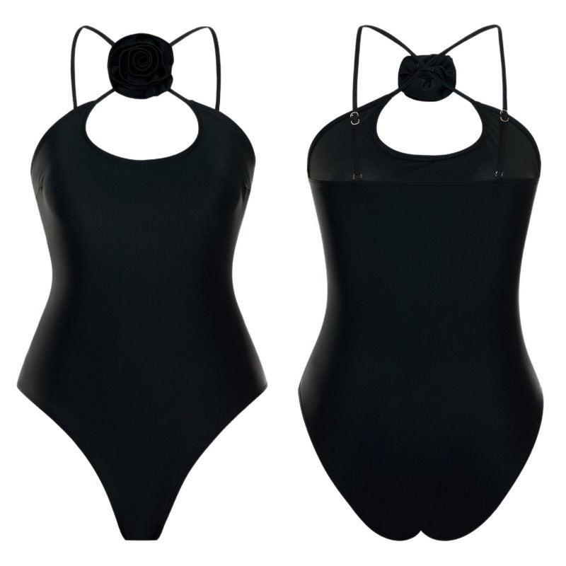 Damen Einteiler Badeanzug mit floralem Dekor und keyhole Ausschnitt Drune
