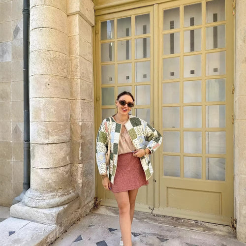 Damen gesteppte Patchwork-Jacke mit praktischen Taschen Drune
