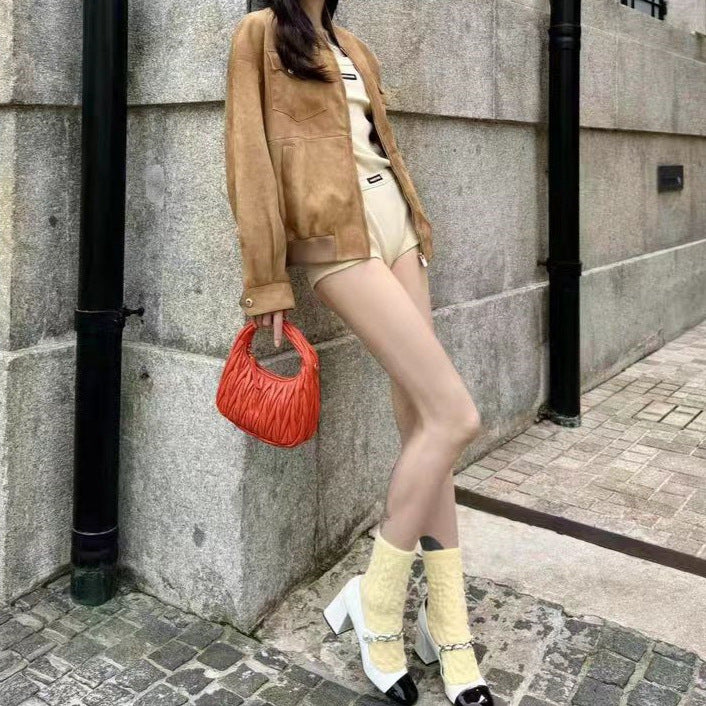 Damen Wildleder-Bomberjacke mit praktischen Taschen und stylischem Schnitt Drune