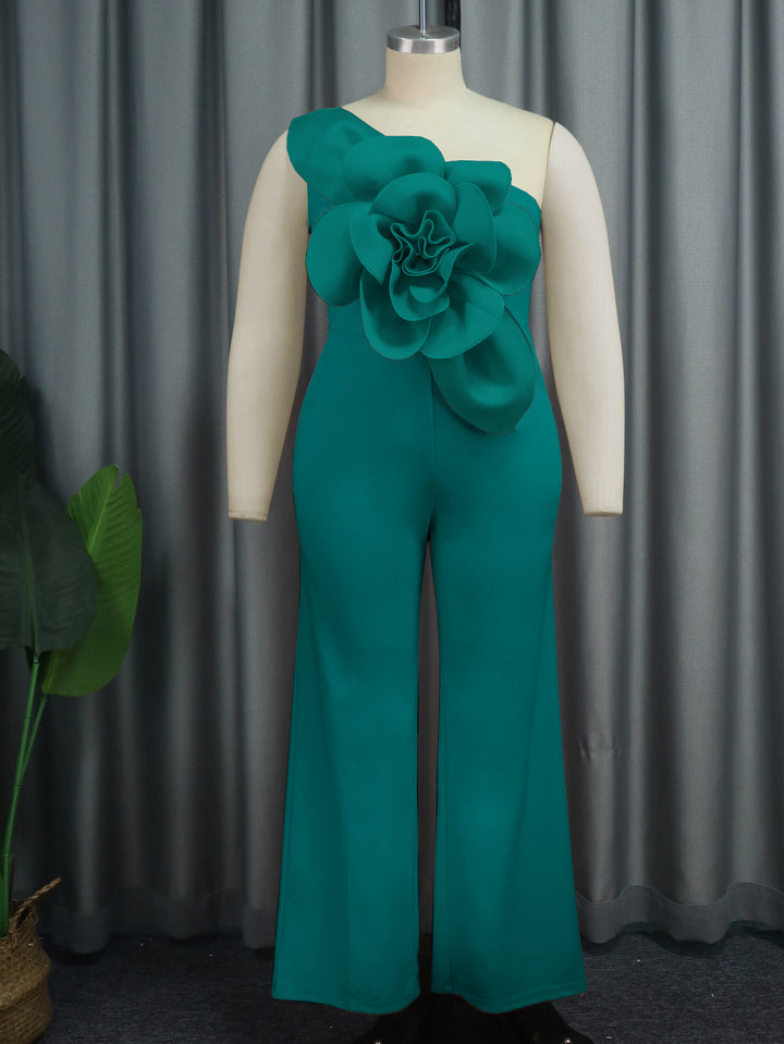 Damen Eleganter Jumpsuit mit floralem Schulterdetail Drune