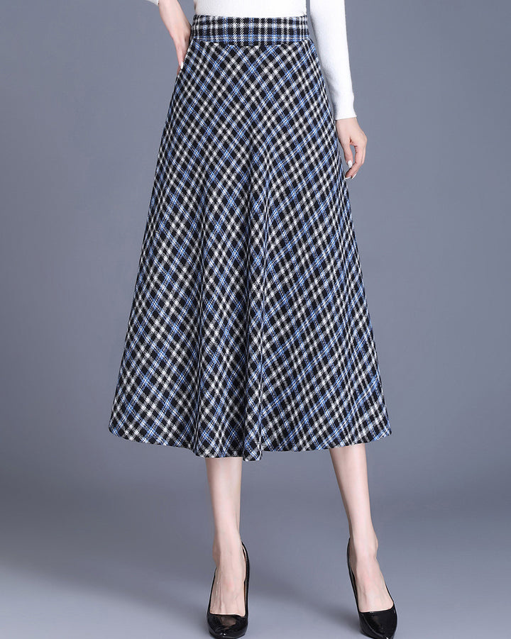 Damen Midirock im eleganten Karo-Design mit schwingendem Schnitt Drune