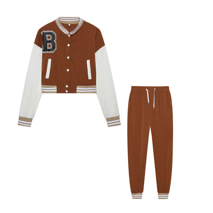 Damen Sportliches Set aus cropped Jacke und Jogginghose Drune