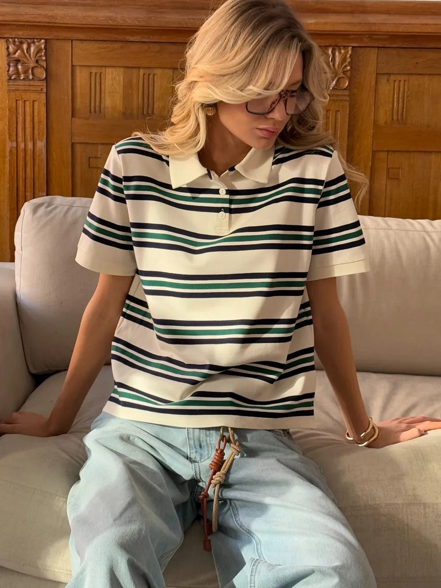 Damen Poloshirt mit modernen Streifenmuster Drune
